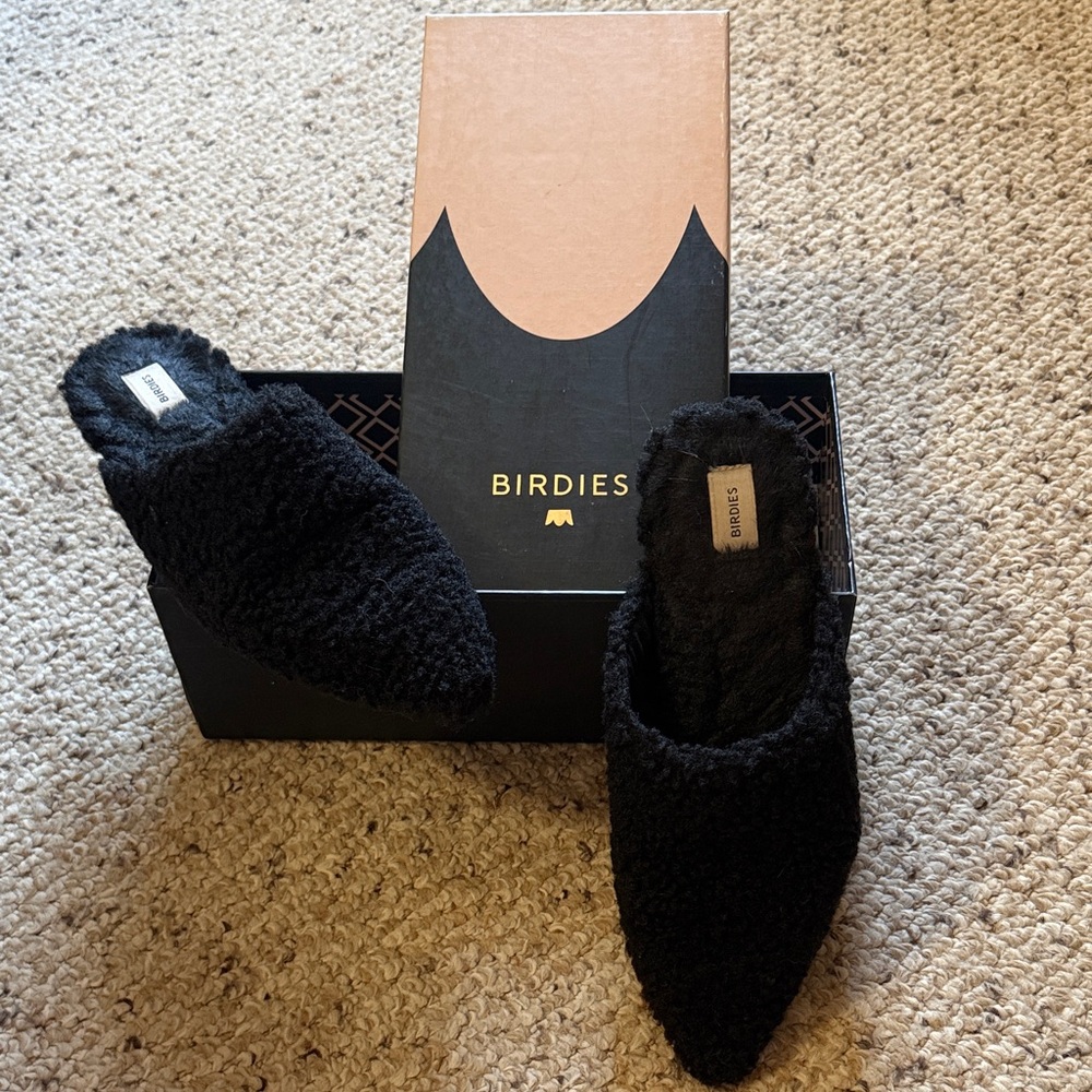Birdies Plush Black Women's Slippers